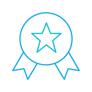 Icon of an award ribbon with a star inside