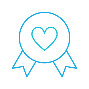Icon of an award ribbon with a heart inside